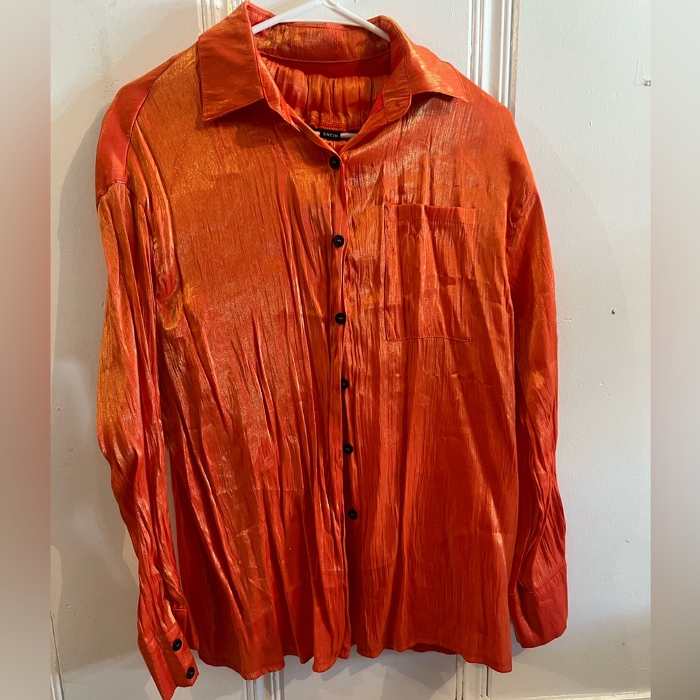 SHEIN Shimmering Red-Orange Skirt